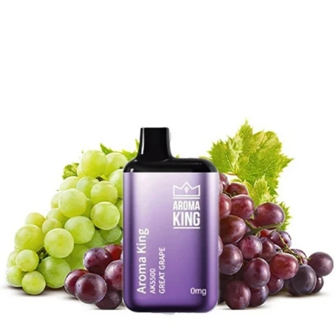 Безнікотинова Одноразова Електронна Сигарета Aroma King Great Grape (Грет Виноград) (5500 Затяжок)